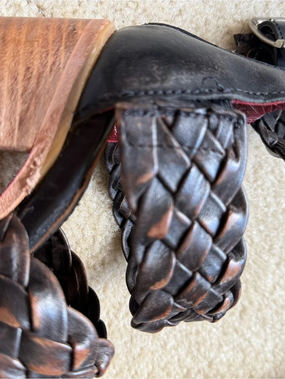 Freebird by Steven Dark Brown Bayou Braided Leather Ankle-Strap Booties